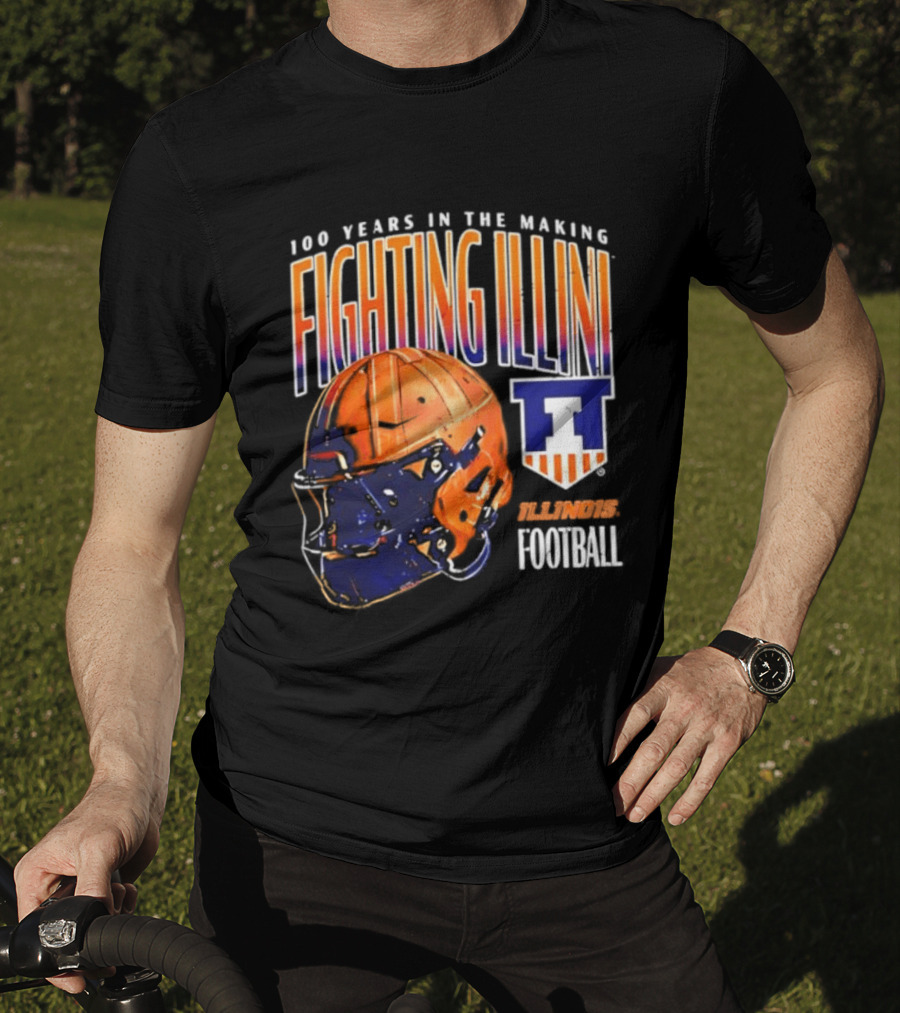 Fighting Illini 100 Years In The Making 2023 Illinois Football Helmet T-Shirt