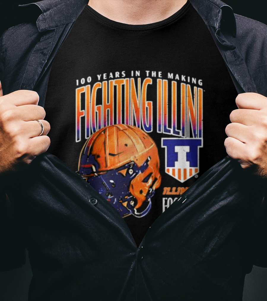 Fighting Illini 100 Years In The Making 2023 Illinois Football Helmet T-Shirt