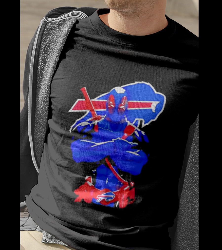 Deadpool Meditation Buffalo Bills Super Hero Football Fan T-Shirt