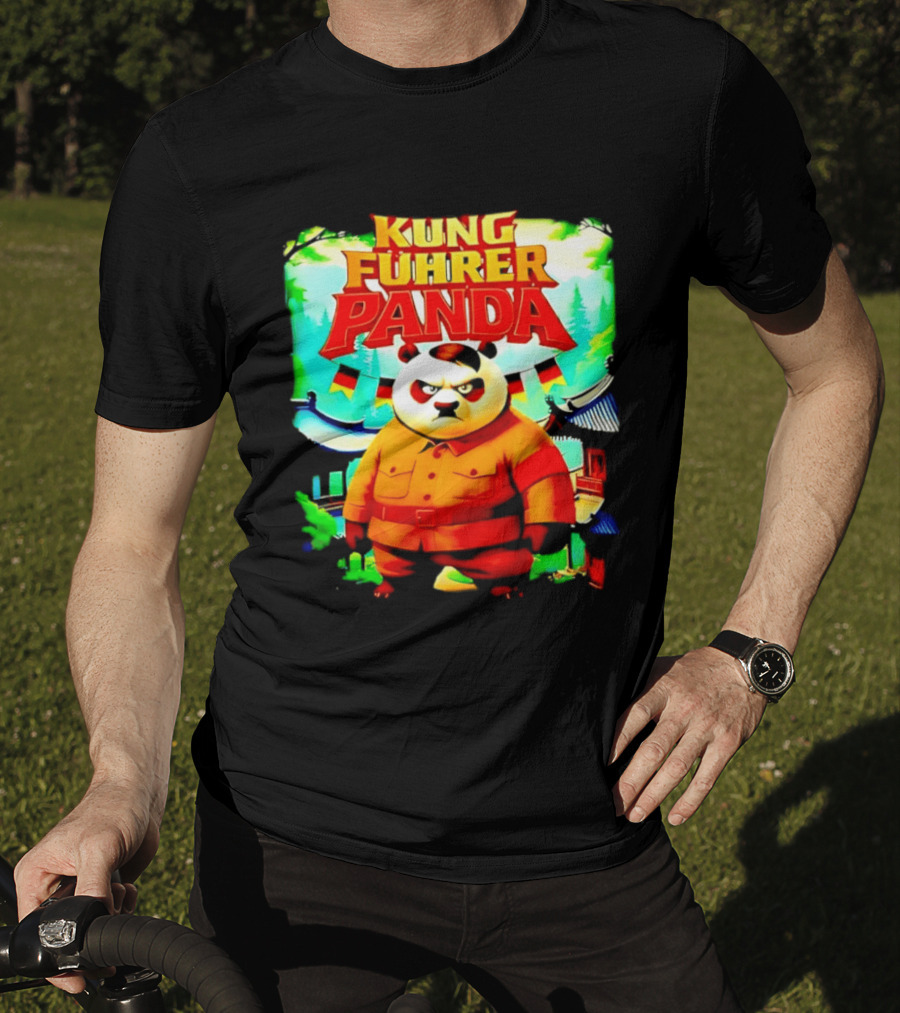 Kung Fuhrer Panda Military Styled Bear With Flags T-Shirt