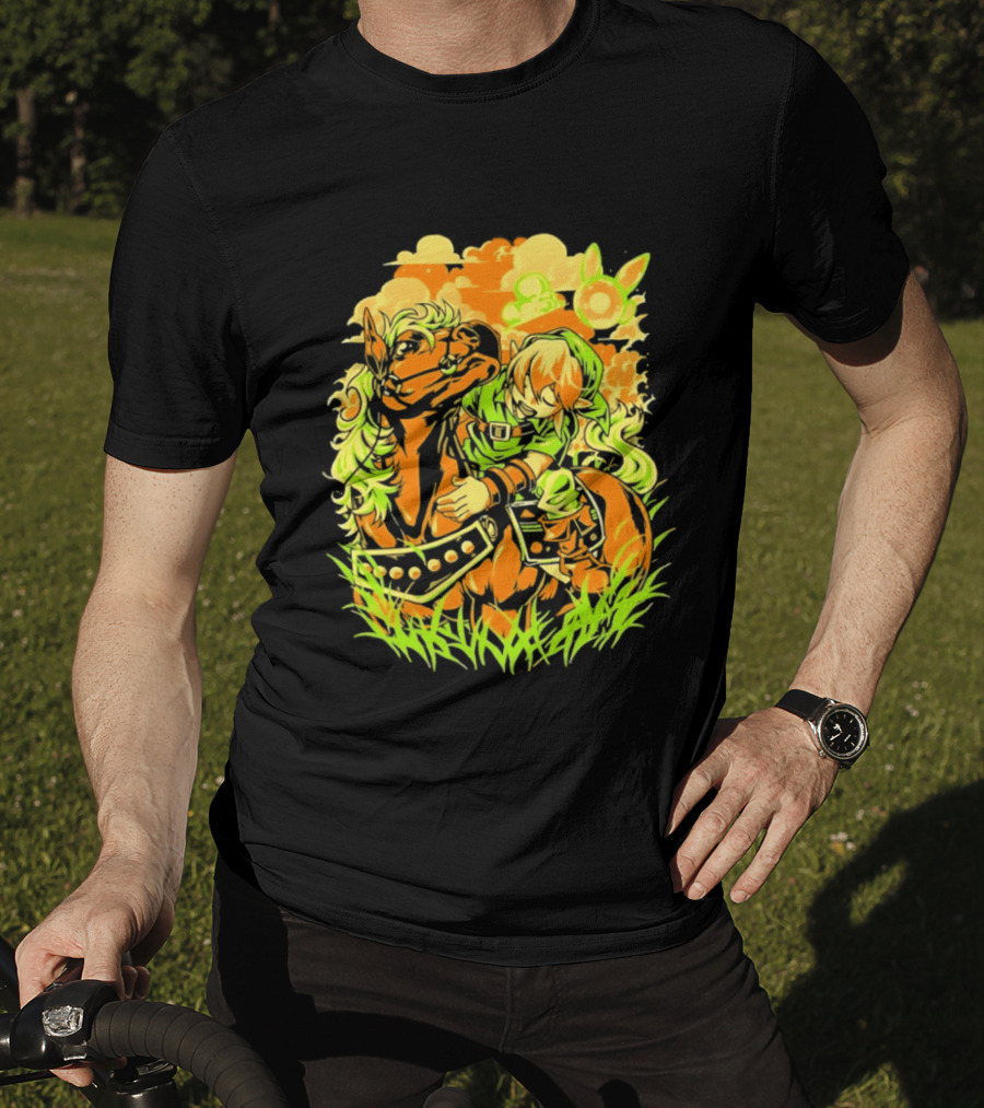 Legend Of Zelda Link And Epona Journey Through Hyrule Fields Adventure T-Shirt