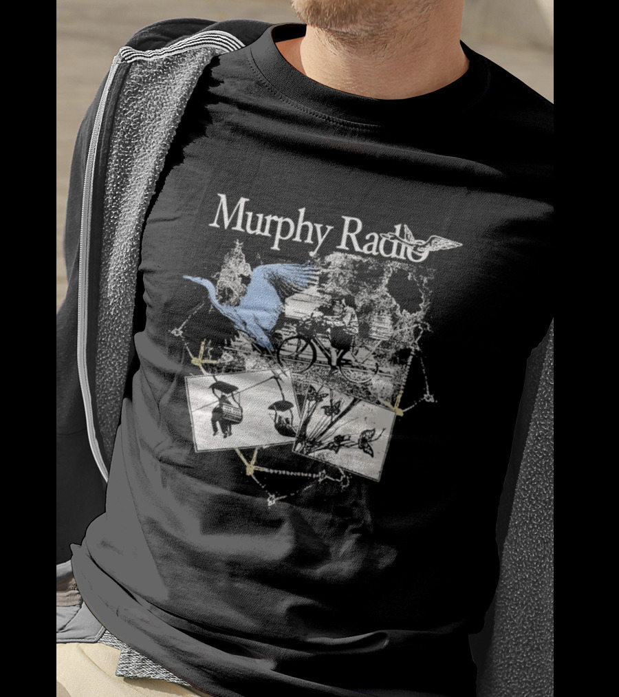 Murphy Radio Bicycle Bird Nature Sketch Montage Wildlife Collage T-Shirt