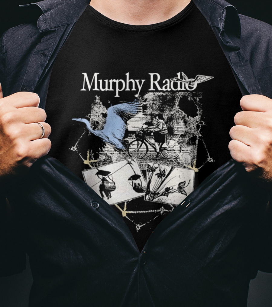 Murphy Radio Bicycle Bird Nature Sketch Montage Wildlife Collage T-Shirt
