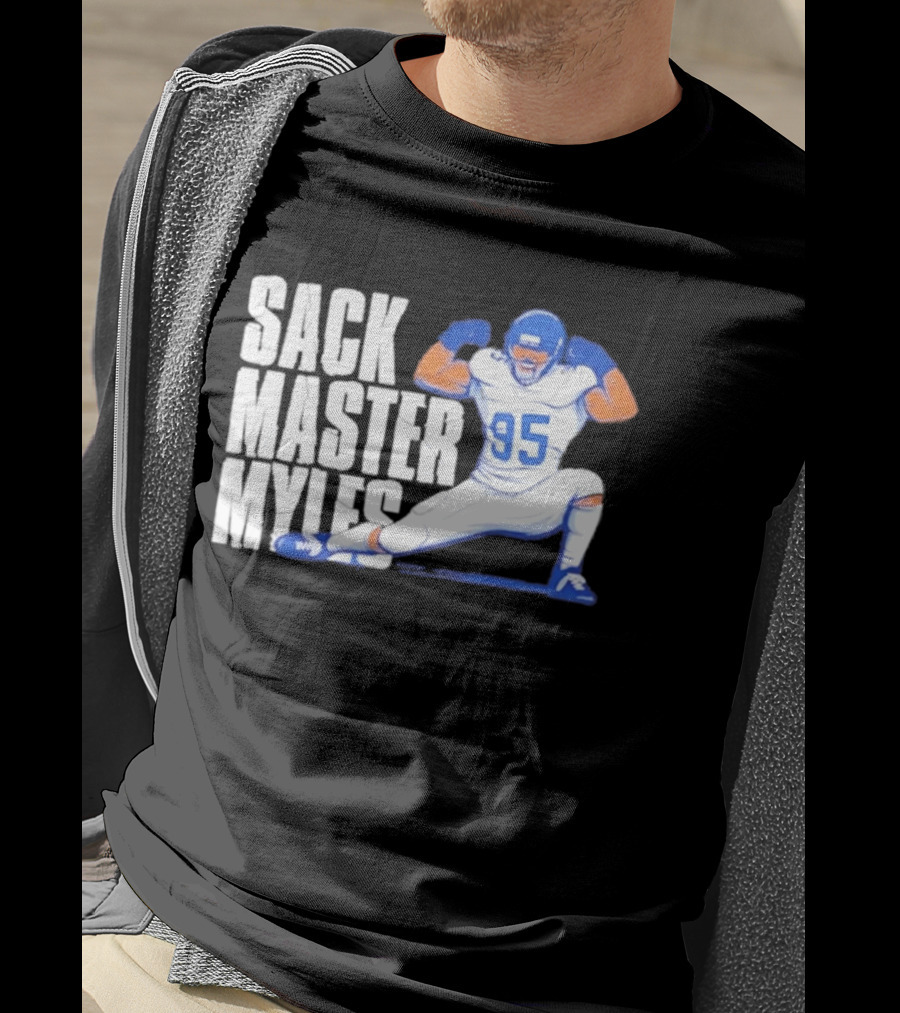 Myles 95 Sack Master Football Pose T-Shirt