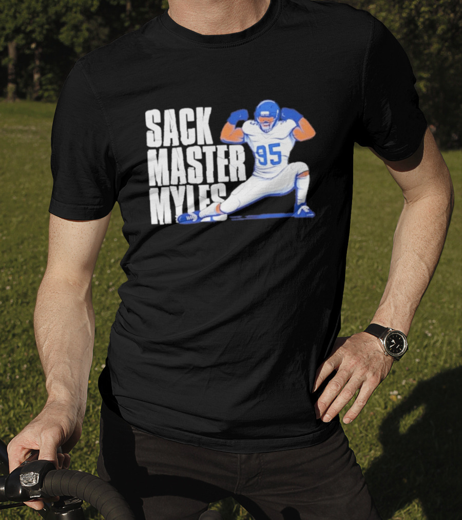 Myles 95 Sack Master Football Pose T-Shirt