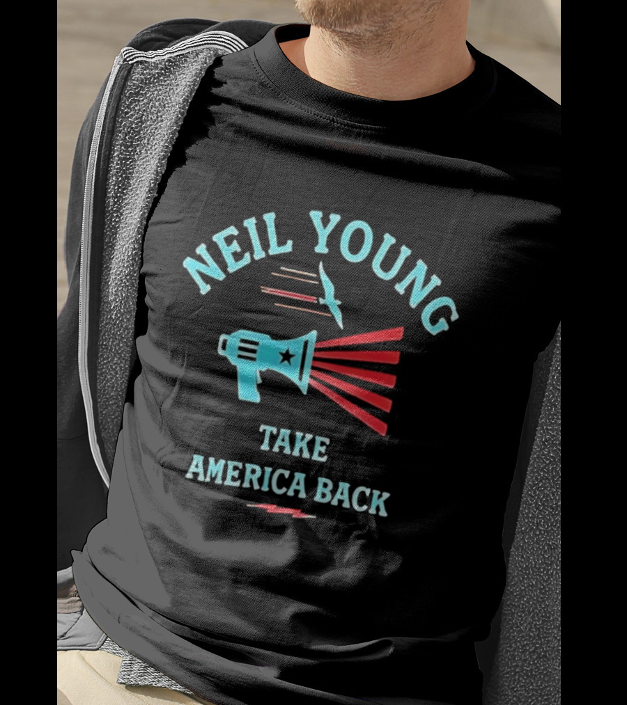 Neil Young Take America Back Megaphone And Bird T-Shirt