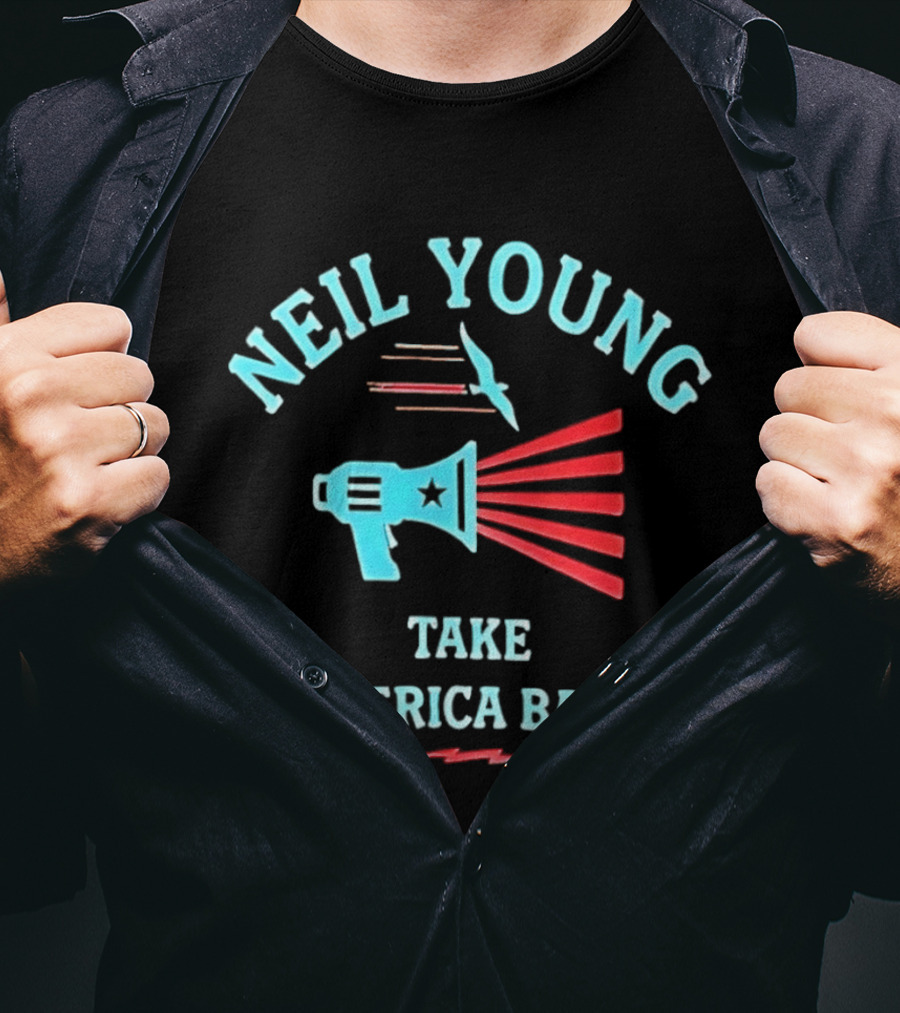 Neil Young Take America Back Megaphone And Bird T-Shirt