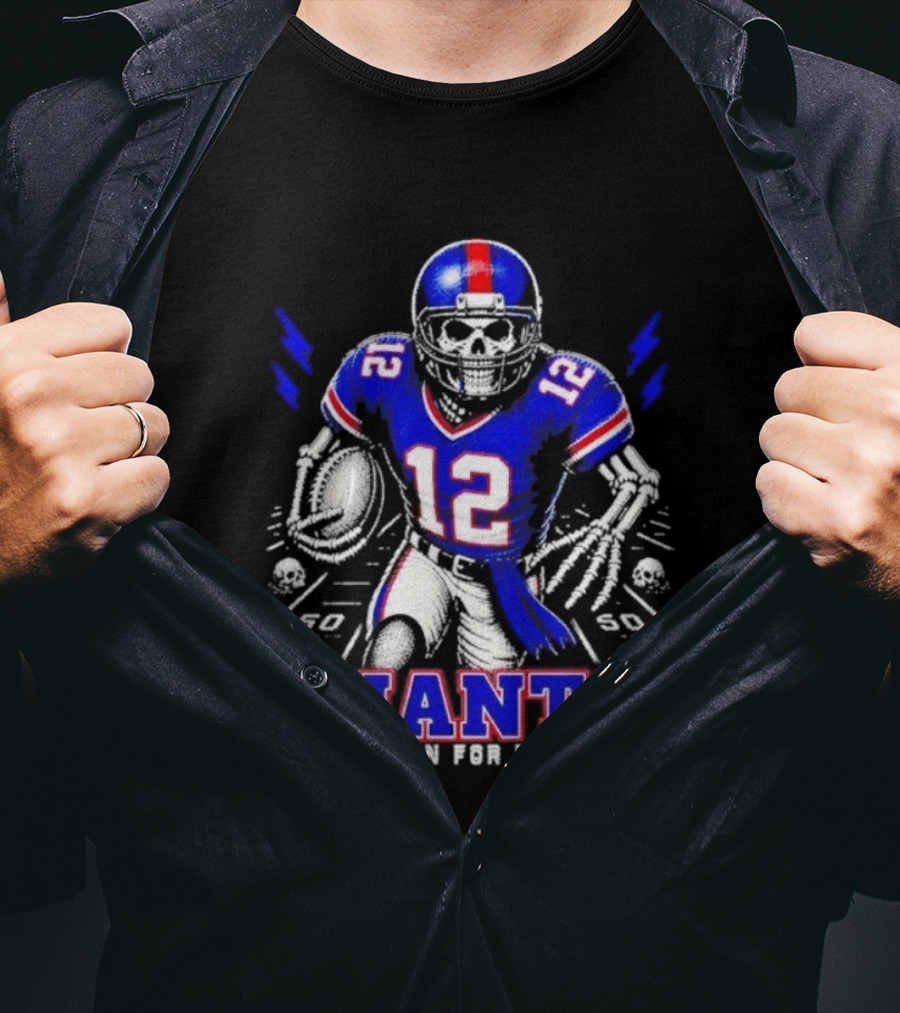 New York Giants Born For This Skeleton Football Player Giants Team T-Shirt