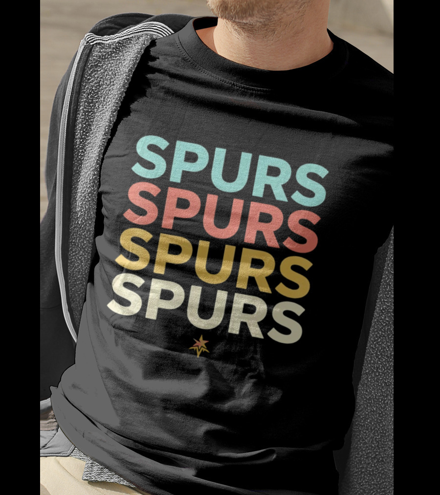 San Antonio Spurs NBA Team Colorful Logo Repetition T-Shirt