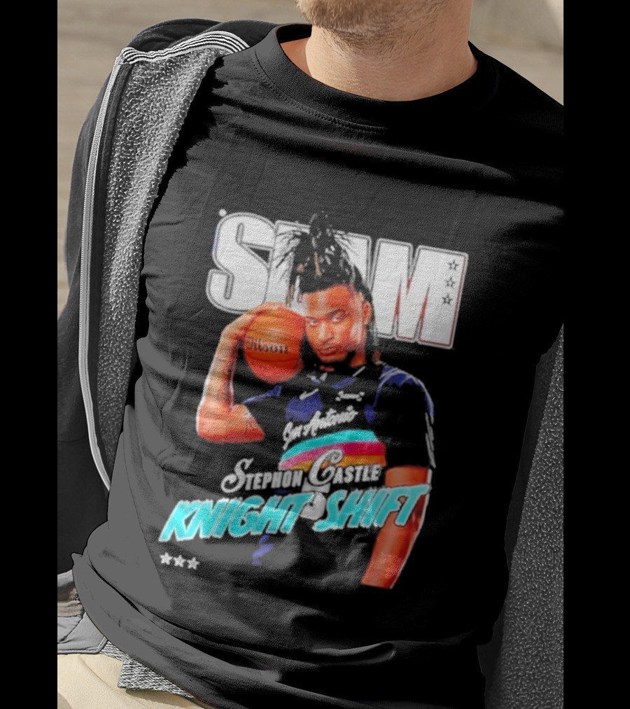 San Antonio Spurs Stephon Castle Slam Knight Shift T-Shirt