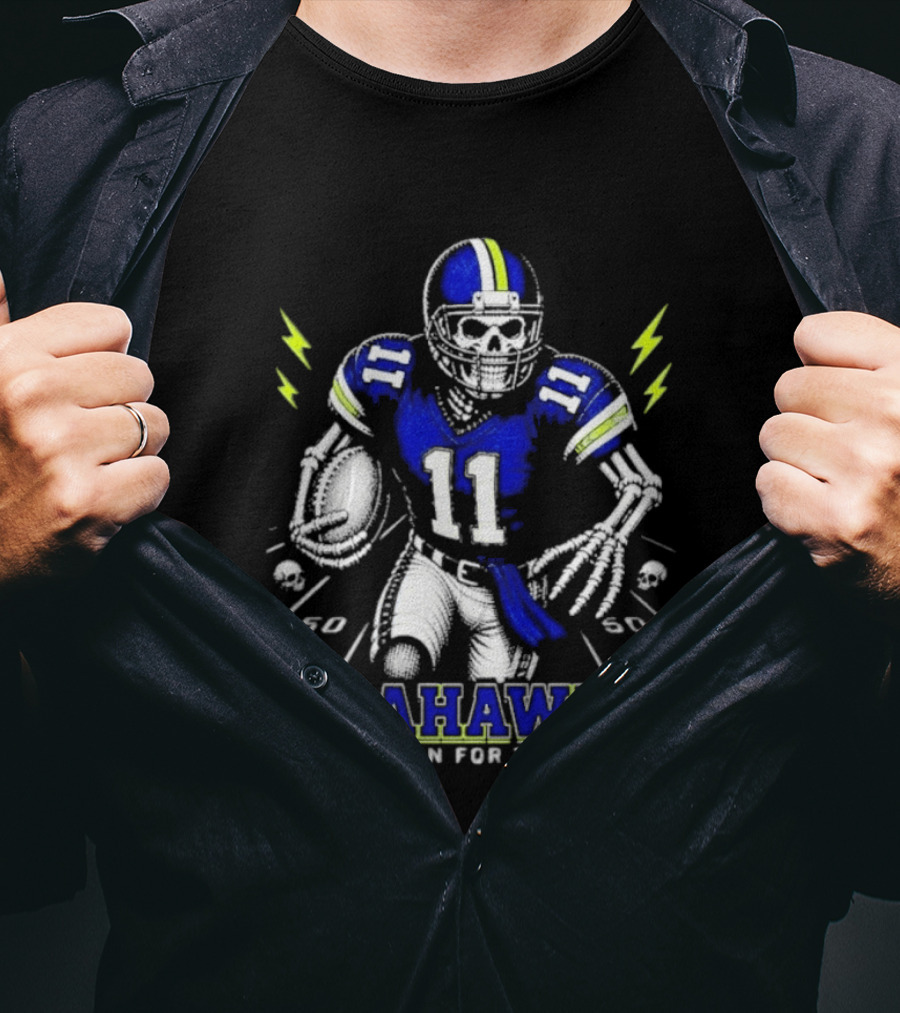 Seattle Seahawks Born For This Skeleton Football Player Team Spirit T-Shirt