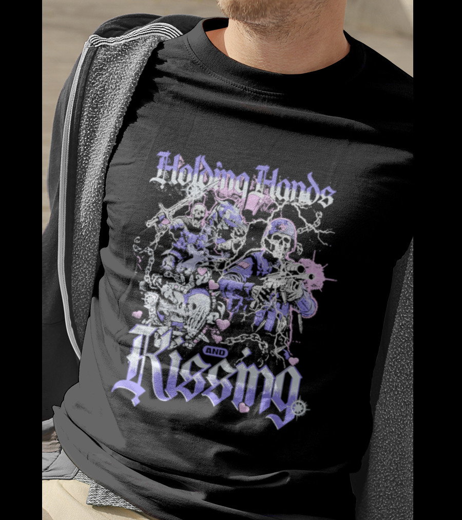 Skeleton Holding Hands Kissing T-Shirt