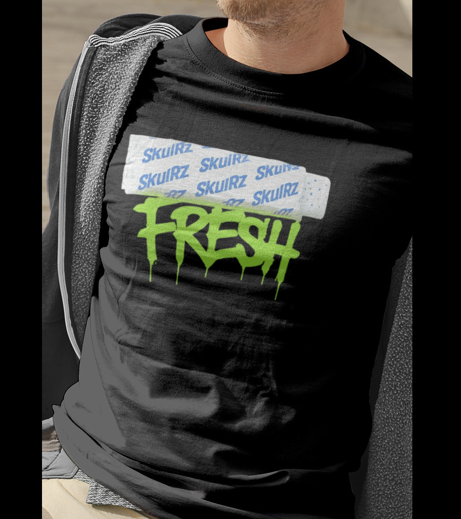 Skulrz Fresh Gum Stylized Wrapper And Green Dripping T-Shirt