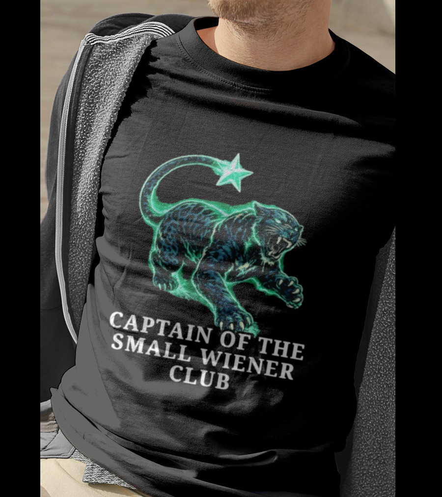 Panther With Star Graphic Captain Of The Small Wiener Club T-Shirt