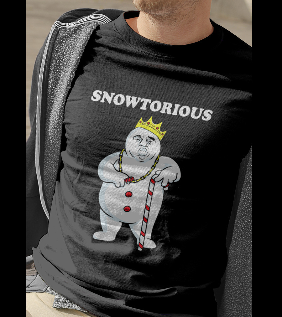 SNOWTORIOUS Funny Christmas King Snowman With Crown And Candy Cane T-Shirt