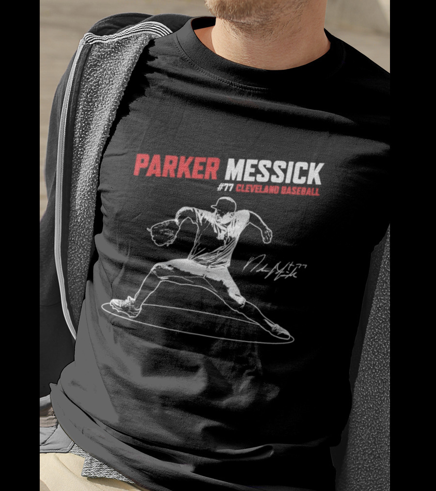 Parker Messick #77 Cleveland Baseball Commander Signature T-Shirt