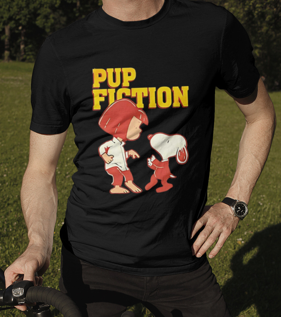 Pup Fiction Peanuts Characters Scene T-Shirt