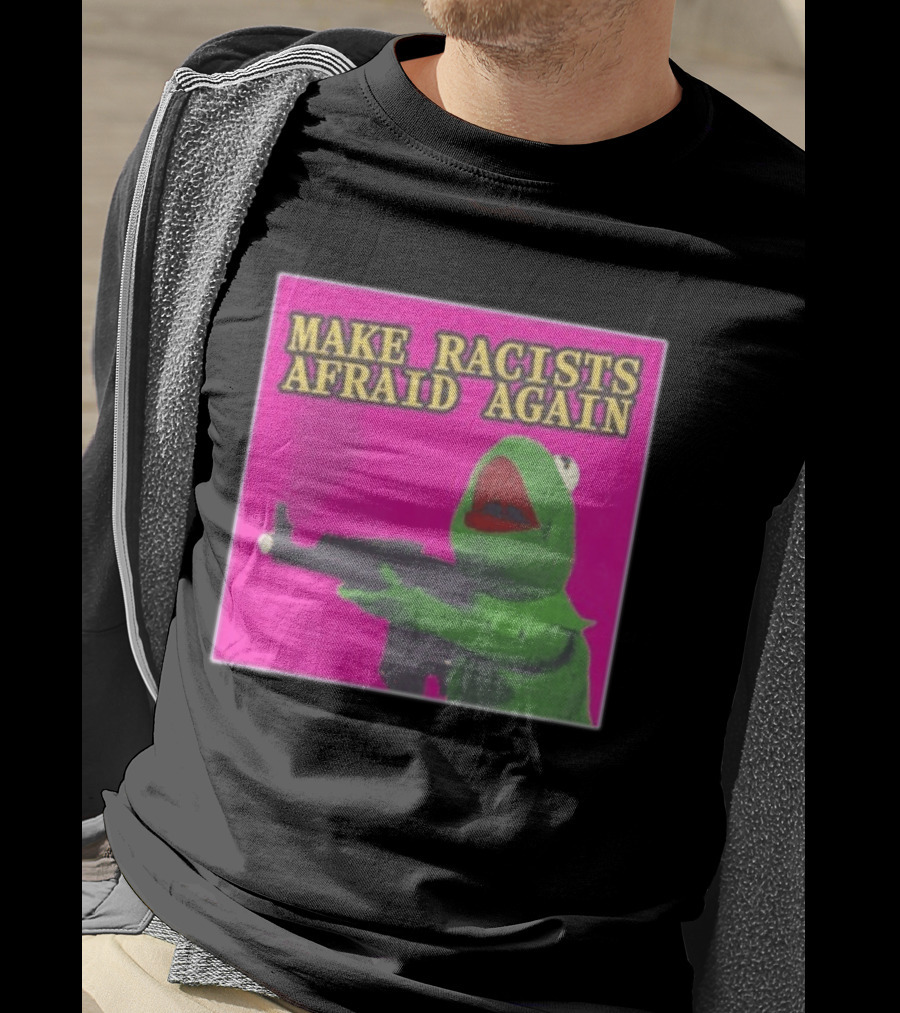 Make Racists Afraid Again Kermit Pepe Parody Pink T-Shirt