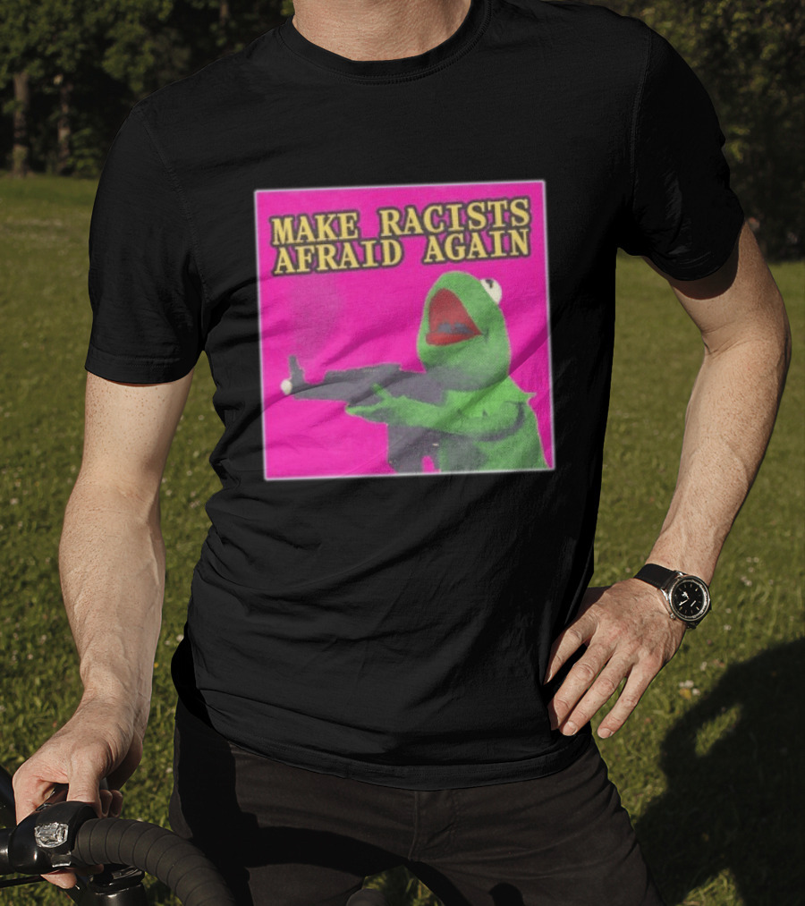 Make Racists Afraid Again Kermit Pepe Parody Pink T-Shirt