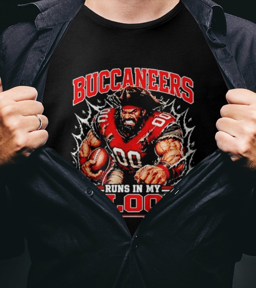 Buccaneers Runs In My Blood Football Player Team Spirit T-Shirt