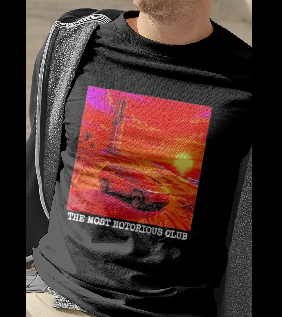 Tesla Cybertruck Sunset Beach Tower The Most Notorious Club T-Shirt