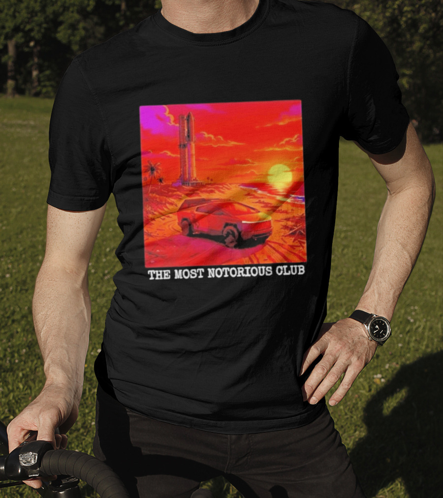 Tesla Cybertruck Sunset Beach Tower The Most Notorious Club T-Shirt