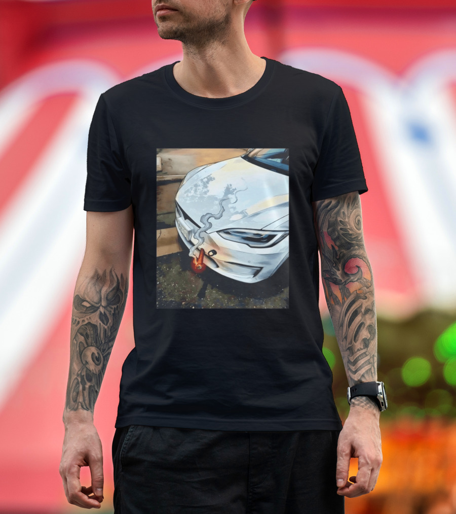 Tesla Car Smoking Light It Up T-Shirt