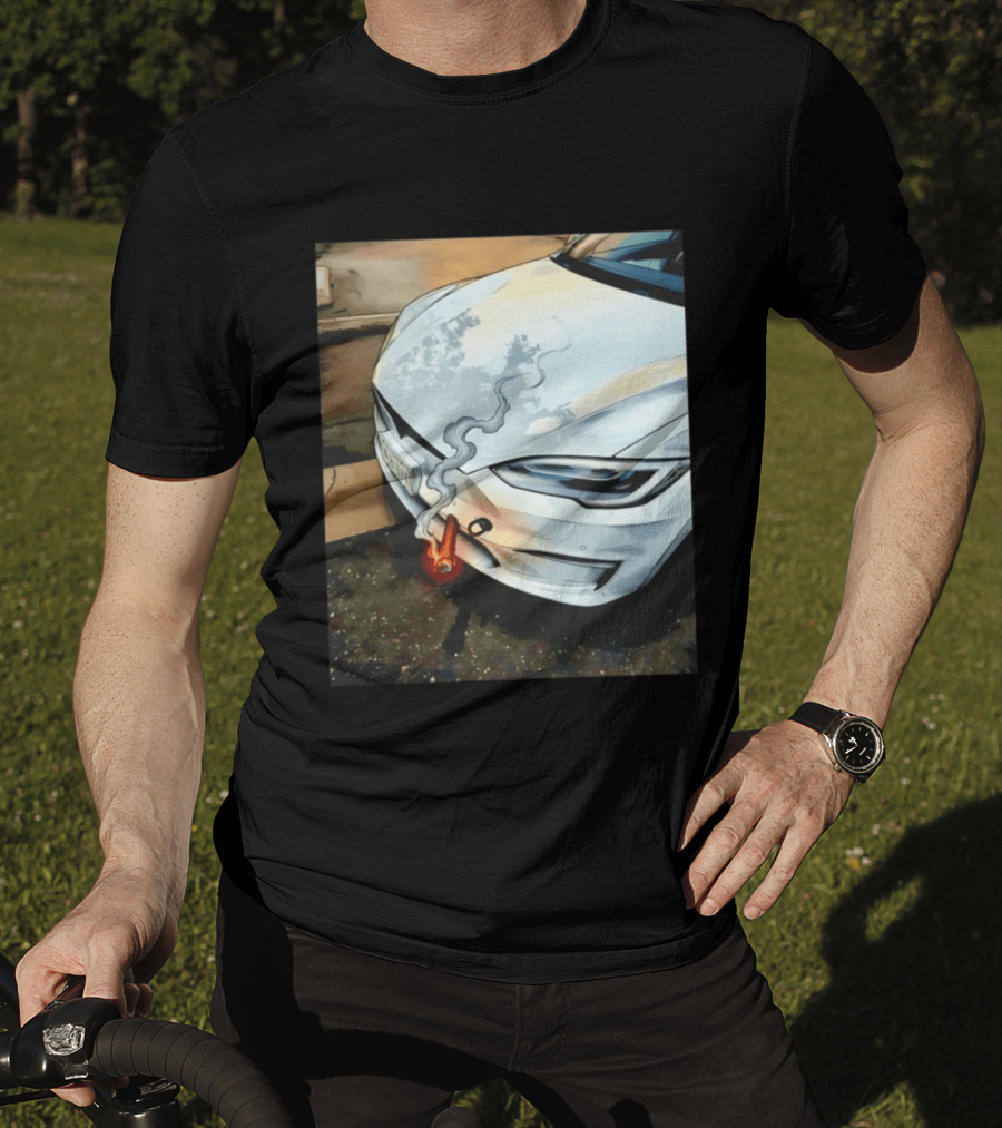 Tesla Car Smoking Light It Up T-Shirt