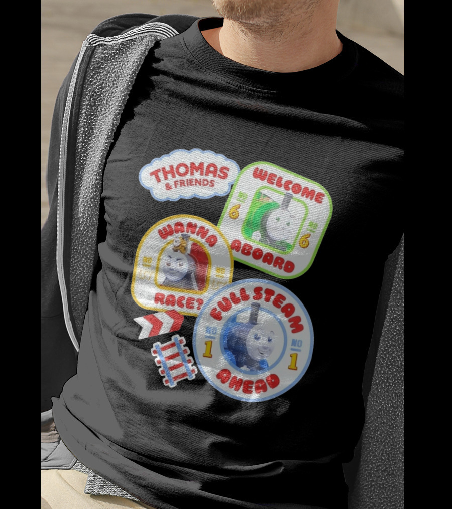 Thomas And Friends Welcome Aboard Full Steam Ahead Wanna Race No 1 No 6 No 37 T-Shirt