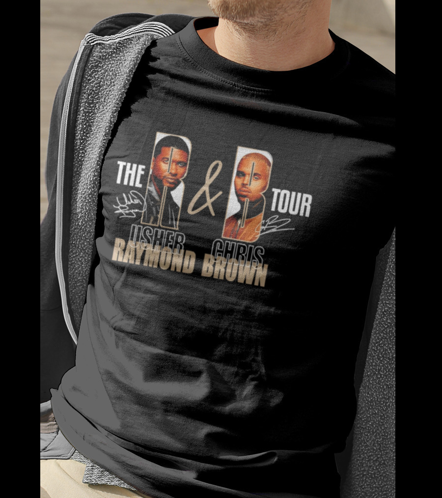 The R & B Tour Usher Chris Brown Raymond Brown Signatures T-Shirt
