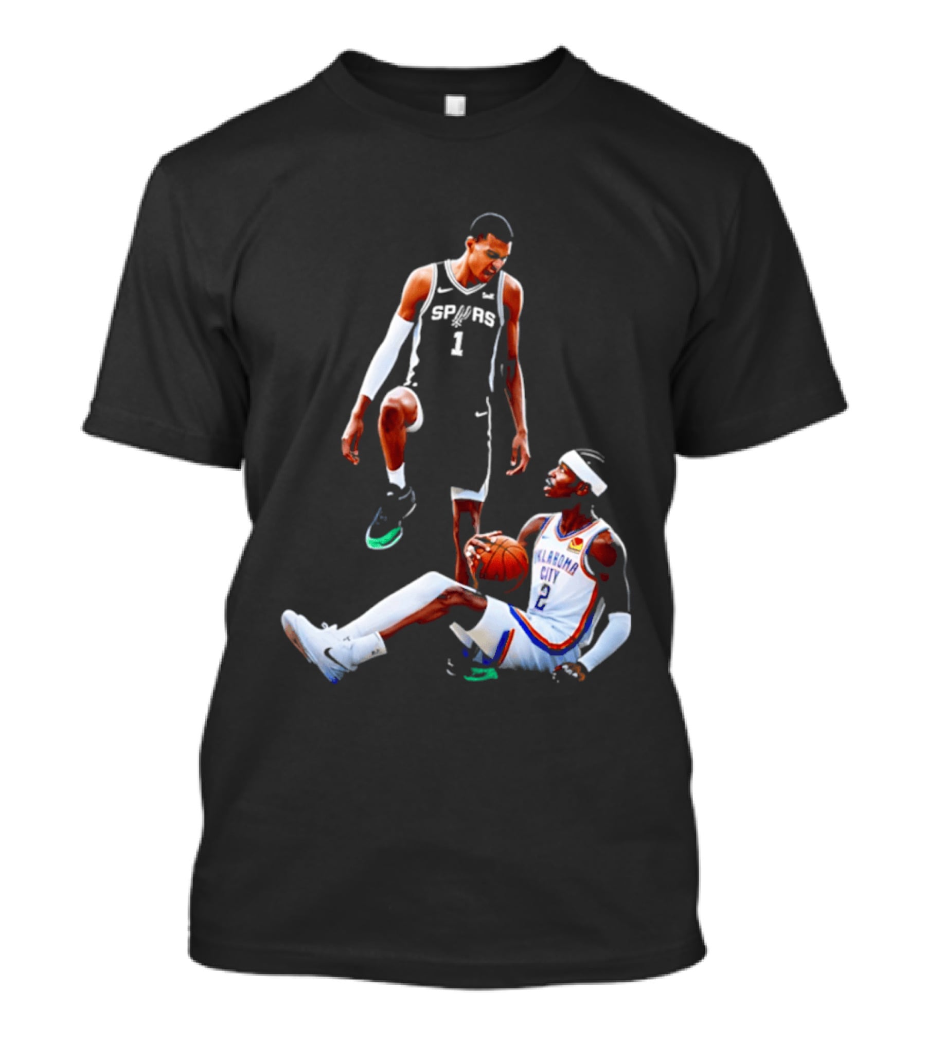 Victor Wembanyama Spurs Number 1 Vs Oklahoma City Number 2 Basketball Matchup T-Shirt