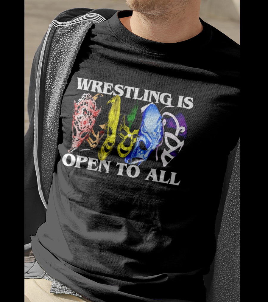 Wrestling Is Open To All Multicolor Lucha Libre Masks T-Shirt