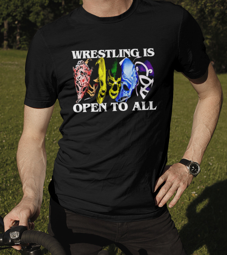 Wrestling Is Open To All Multicolor Lucha Libre Masks T-Shirt