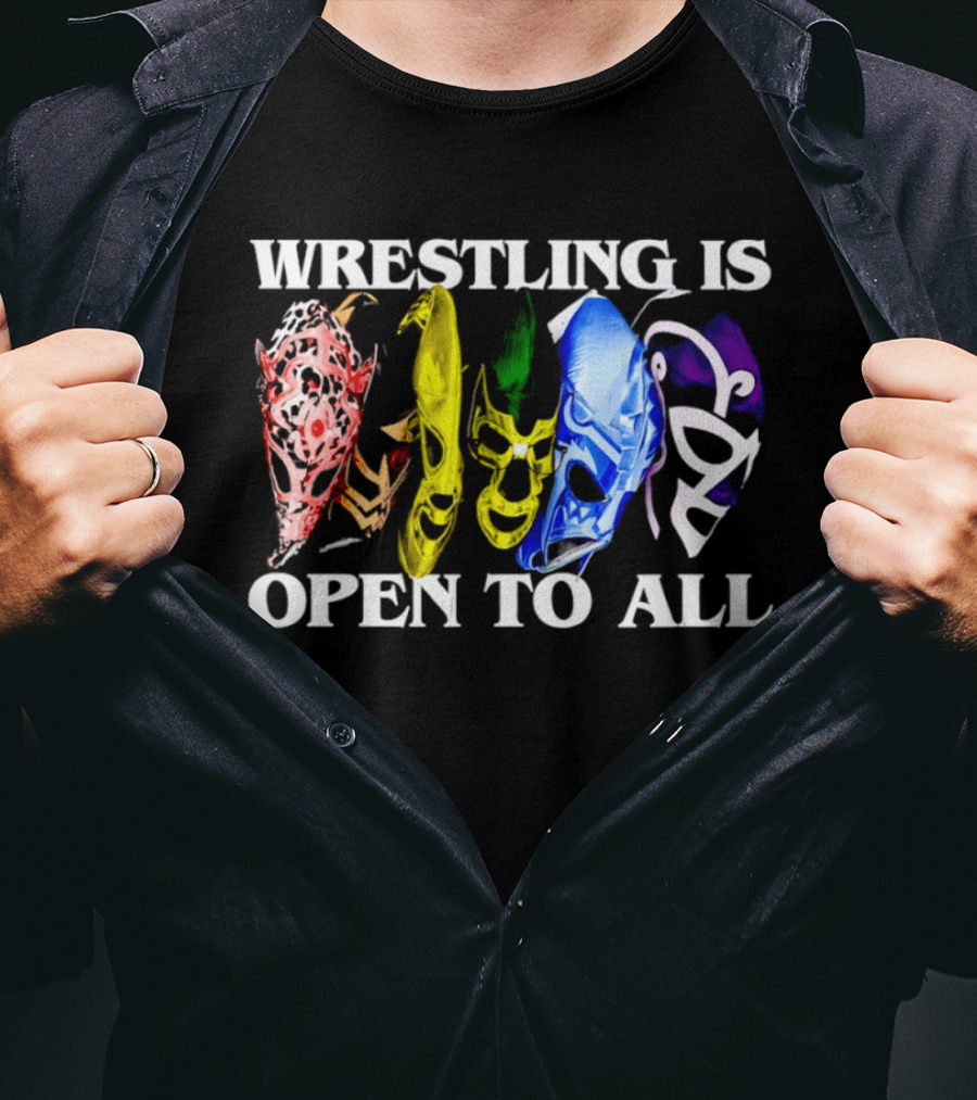 Wrestling Is Open To All Multicolor Lucha Libre Masks T-Shirt