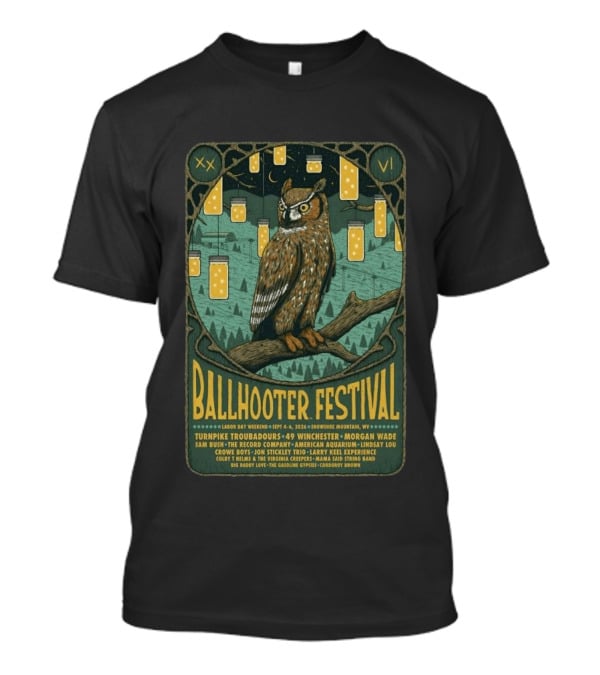 Ballhooter Festival Snowshoe Mountain 2026 Owl Lanterns Turnpike Troubadours Morgan Wade Labor Day Weekend T-Shirt