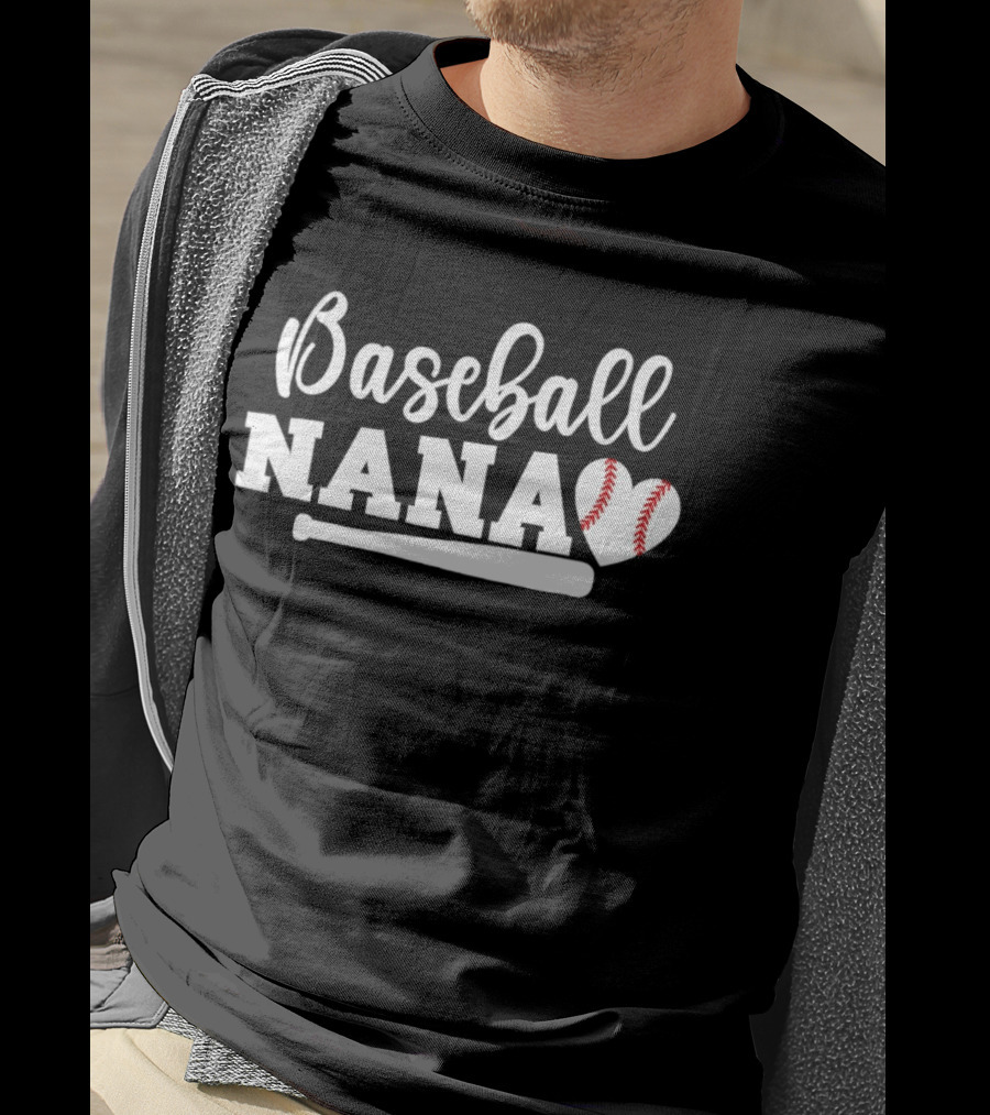 Baseball Nana Heart Ball Bat Love Family Sports Game Day T-Shirt
