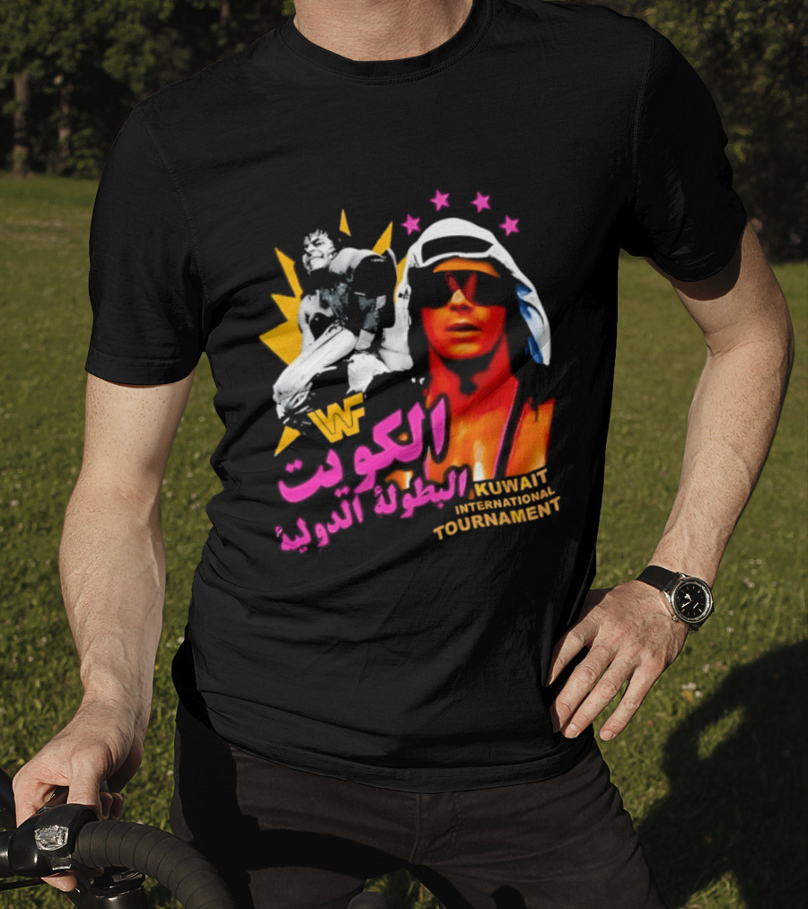 Bret Hart WWF Kuwait International Tournament Arabic Text And Stars T-Shirt