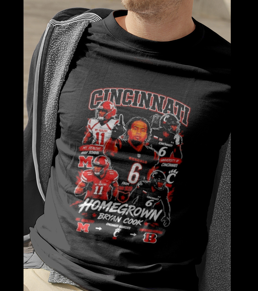 Cincinnati Bearcats Homegrown Bryan Cook University Of Cincinnati Mt. Healthy T-Shirt