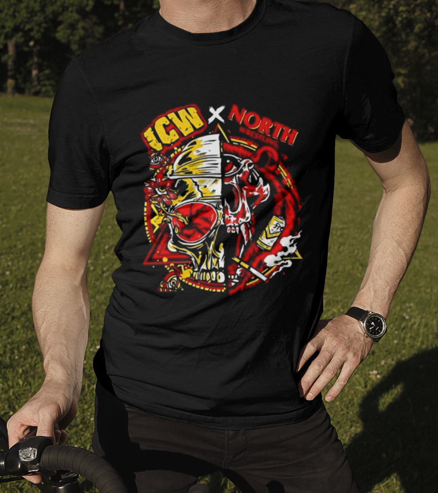 ICW X NORTH Wrestling Skull Collaboration T-Shirt