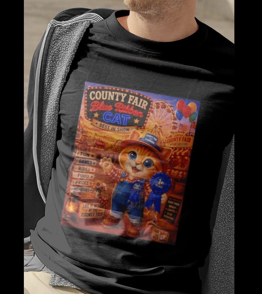 County Fair Blue Ribbon Cat Best In Show Fun Games Rides Prizes Memories T-Shirt