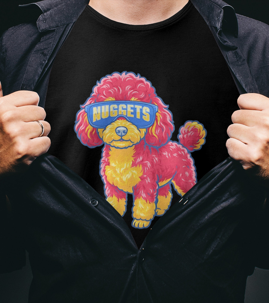 Denver Nuggets Teacup Poodle Wearing Oversized Glasses T-Shirt