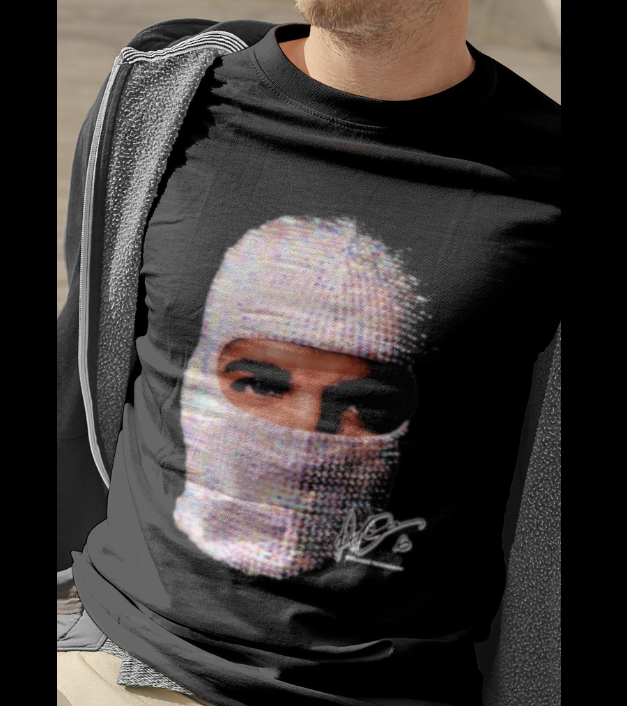 Drake Iceman Mask Jewel Encrusted Balaclava T-Shirt