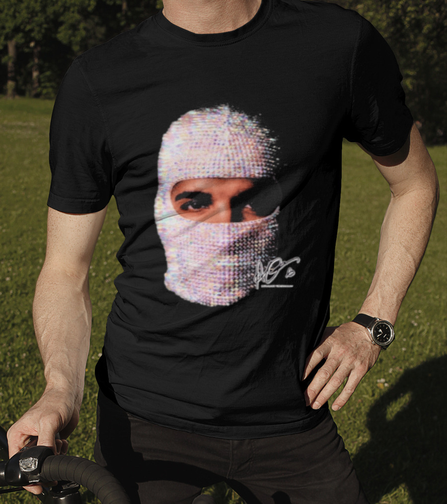 Drake Iceman Mask Jewel Encrusted Balaclava T-Shirt