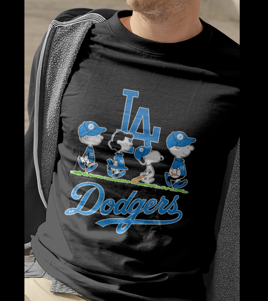 Peanuts Characters Los Angeles Dodgers Abbey Road T-Shirt