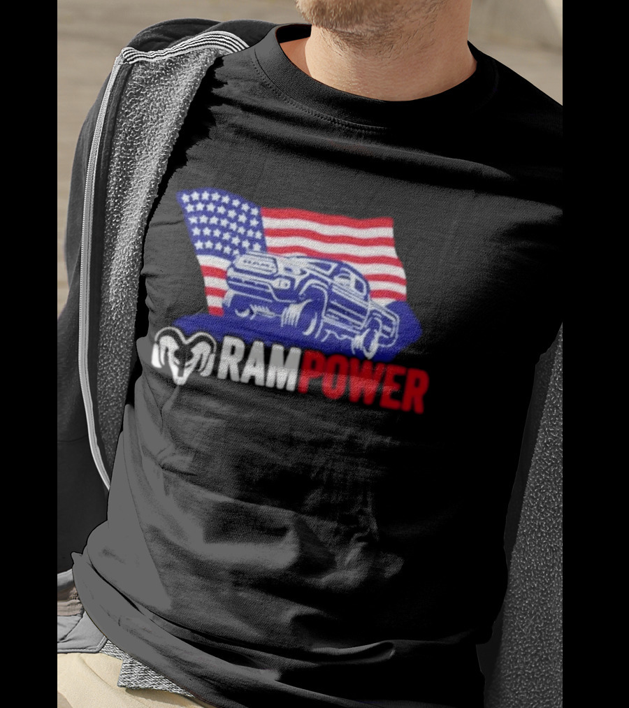 Ram Power Truck American Flag 2026 Patriotic T-Shirt