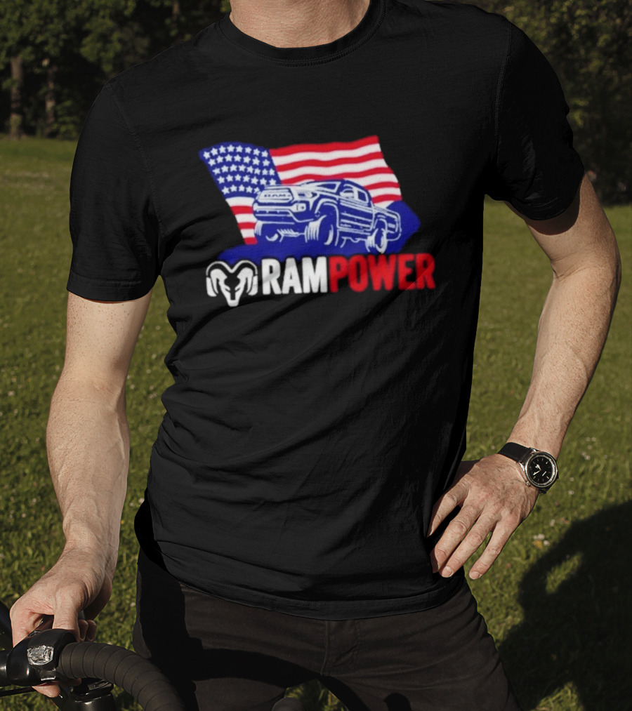 Ram Power Truck American Flag 2026 Patriotic T-Shirt