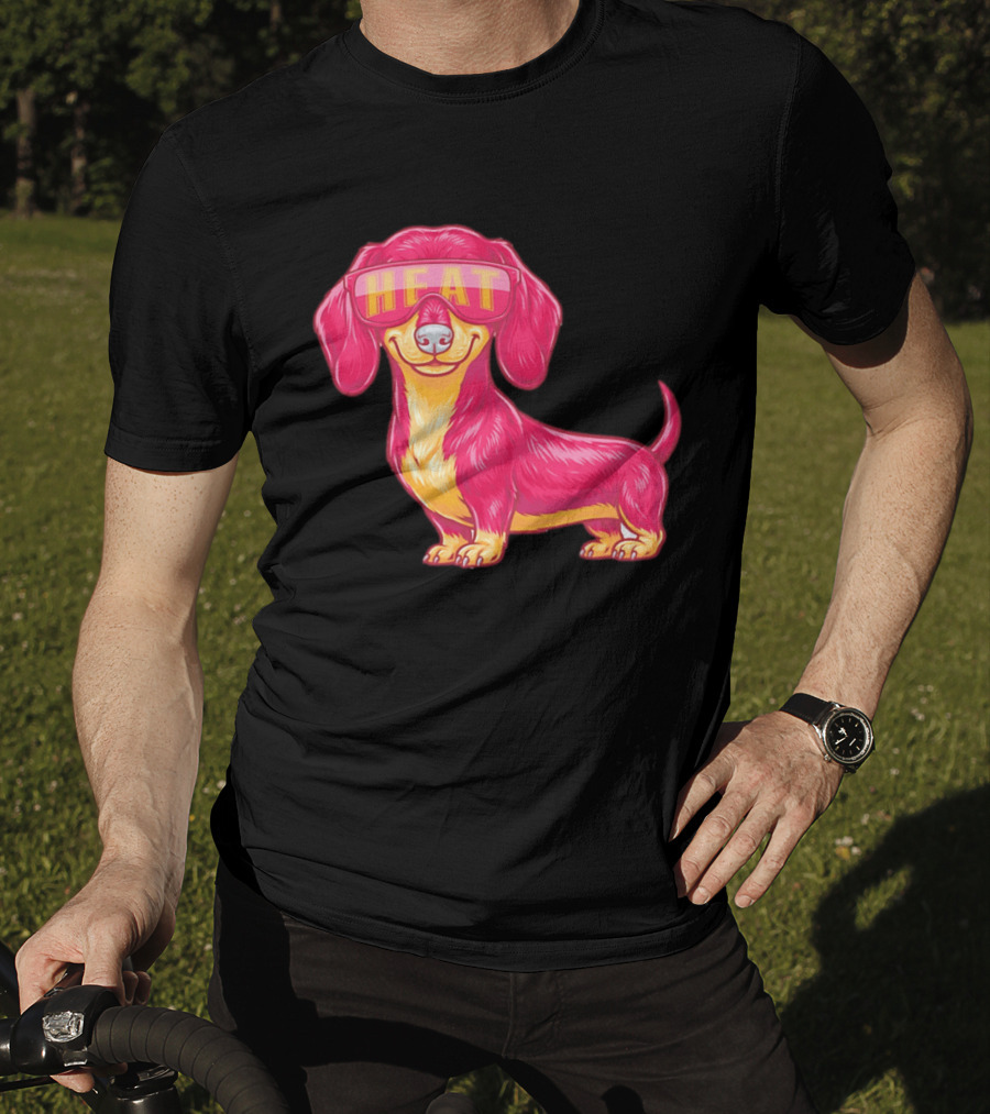 HEAT Sunglasses Dachshund Cartoon T-Shirt