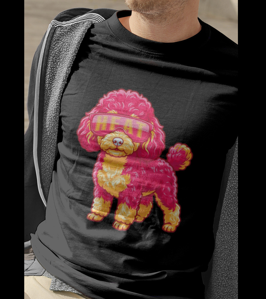 Miami Heat Teacup Poodle Cartoon HEAT Glasses T-Shirt