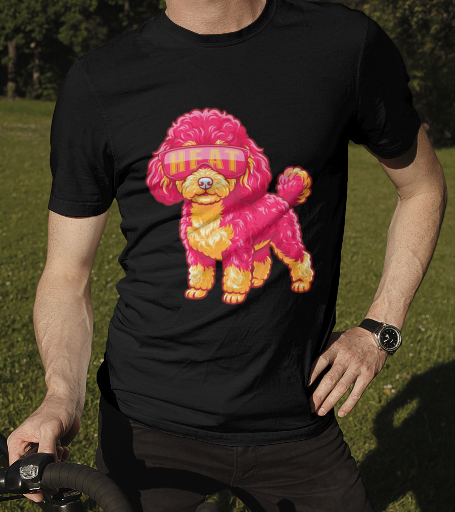 Miami Heat Teacup Poodle Cartoon HEAT Glasses T-Shirt