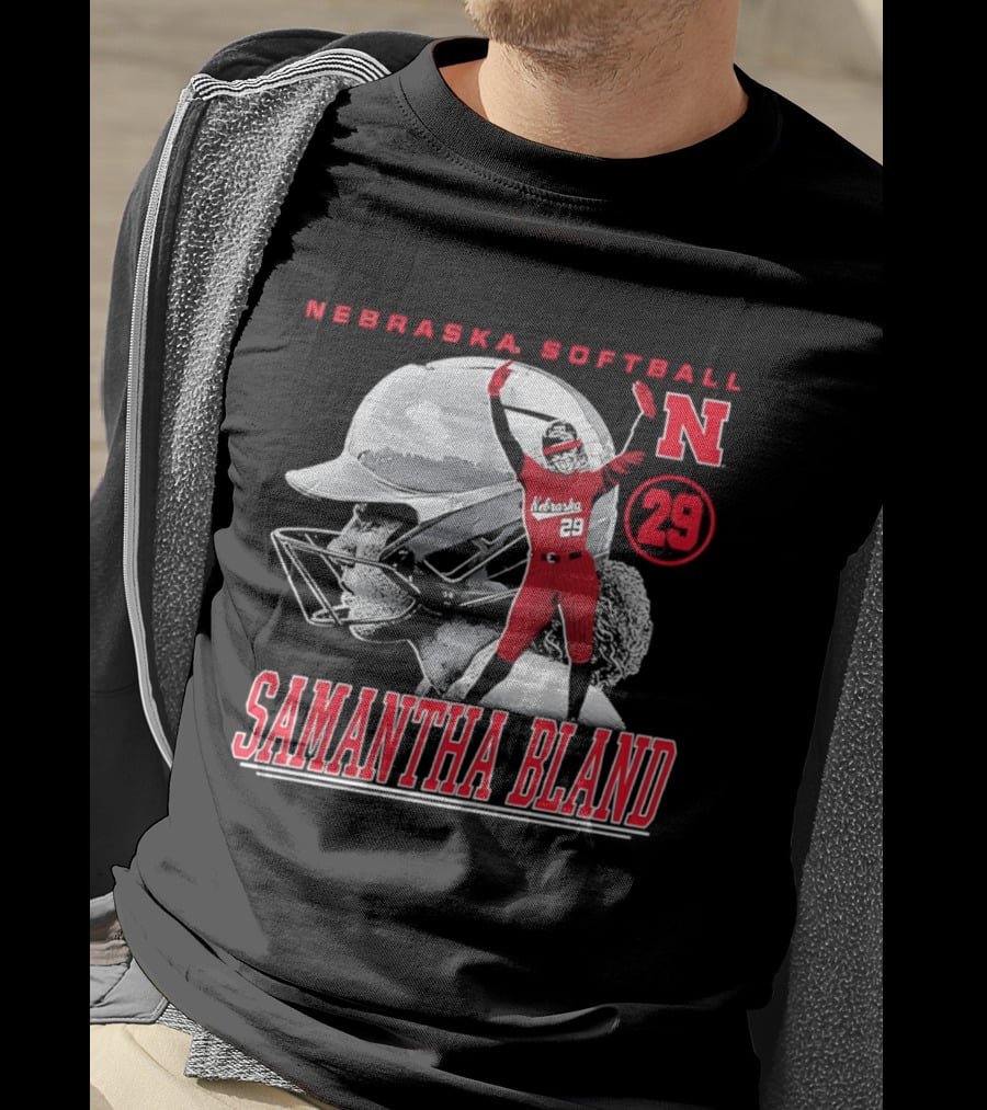 Nebraska Softball Samantha Bland Number 29 Player Iconic N T-Shirt